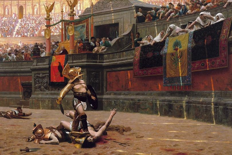 Starodavni gladiatorski boj v Koloseju